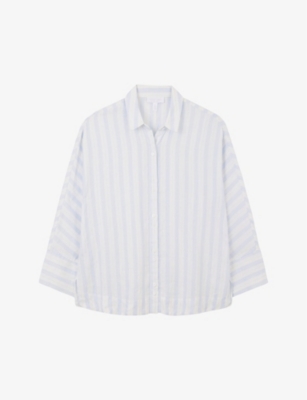 THE WHITE COMPANY: Double Button striped linen blouse