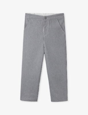 THE LITTLE WHITE COMPANY: Striped twill organic-cotton trousers 0-18 months
