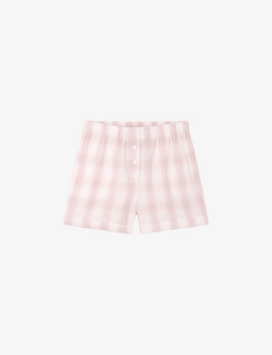 THE WHITE COMPANY: Elasticated-waist checked organic-cotton pyjama shorts