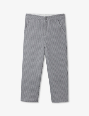 THE LITTLE WHITE COMPANY: Stripe-pattern drawstring-waistband organic-cotton twill trousers 2-6 years