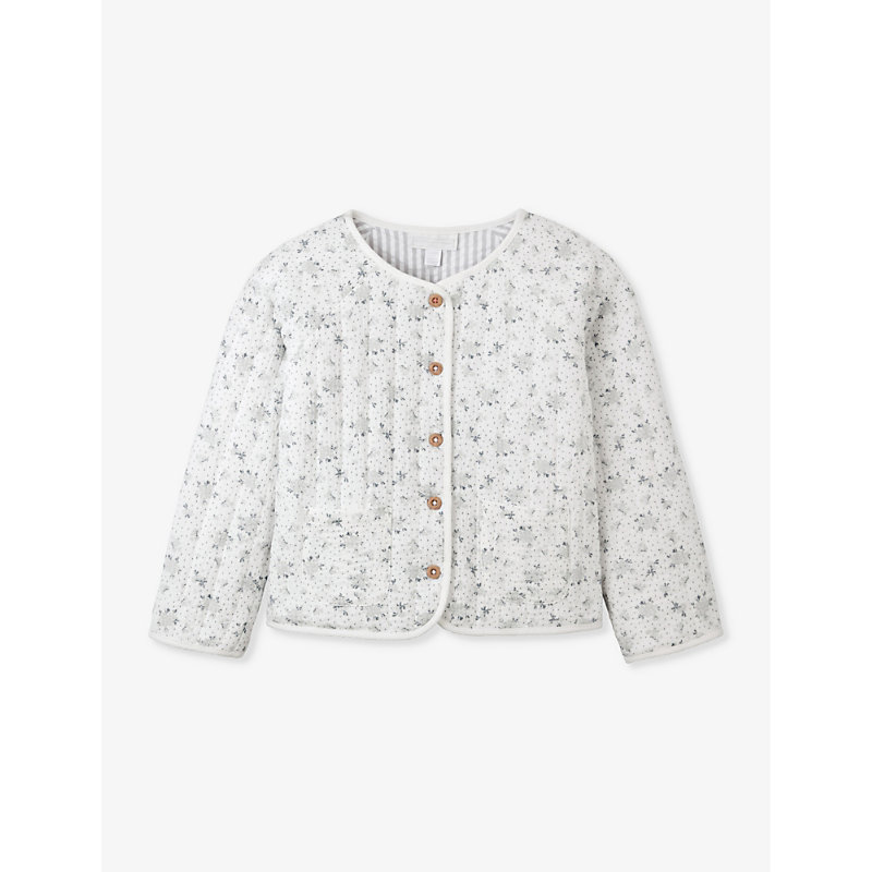 The Little White Company Babies'  White Camille Floral-print Quilted Organic-cotton Jacket 0-18 Months