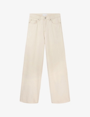 The White Company Womens Ecru Kingston Wide-leg Mid-rise Organic-cotton Jeans