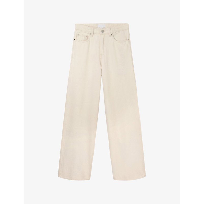 The White Company Womens Ecru Kingston Wide-leg Mid-rise Organic-cotton Jeans