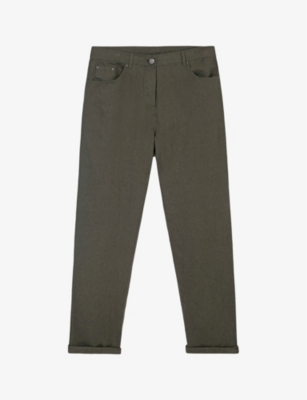 THE WHITE COMPANY: Brompton tapered-leg mid-rise linen jeans