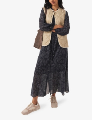 THE WHITE COMPANY: Flower outline and small polka-dot printed woven midi dress