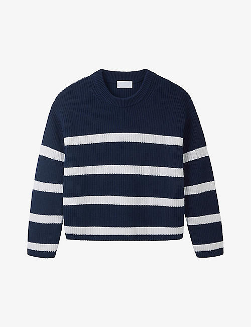 THE WHITE COMPANY: Striped cropped wool and cotton jumper
