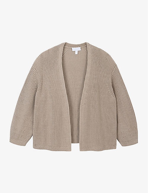 THE WHITE COMPANY: Collarless ribbed organic-cotton knitted cardigan