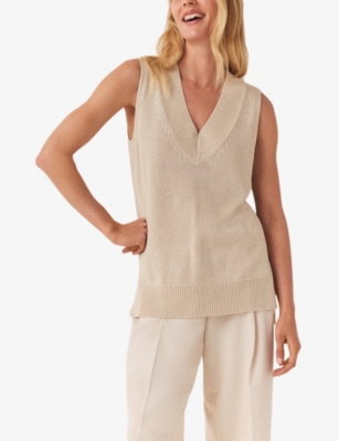 Shop The White Company Women's Pearl Sparkle-weave Split-hem Knitted Tank Top