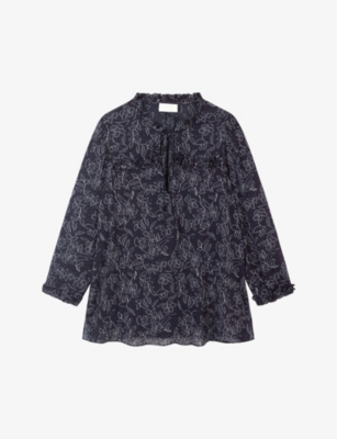 THE WHITE COMPANY: Georgette print-embellished woven blouse