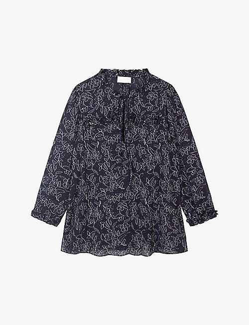 THE WHITE COMPANY: Georgette print-embellished woven blouse