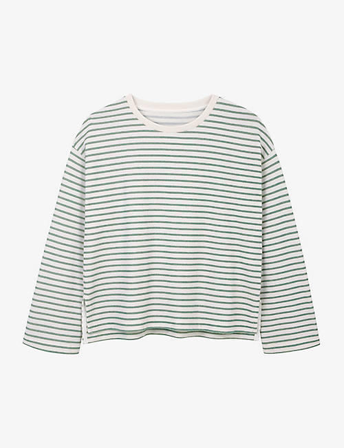 THE WHITE COMPANY: Stripe-pattern boxy-fit organic-cotton top