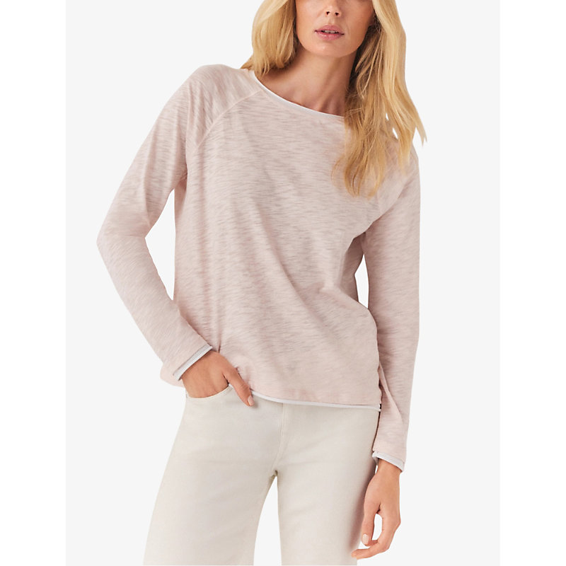 Shop The White Company Womens Shell Round-neck Long-sleeve Organic-cotton Top
