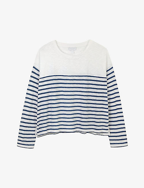 THE WHITE COMPANY: Striped long-sleeve organic-cotton top