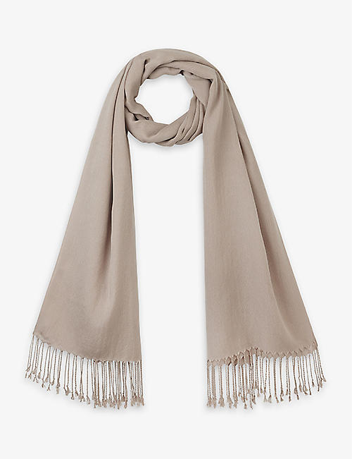 THE WHITE COMPANY: Fringed-edge lightweight wool-blend scarf