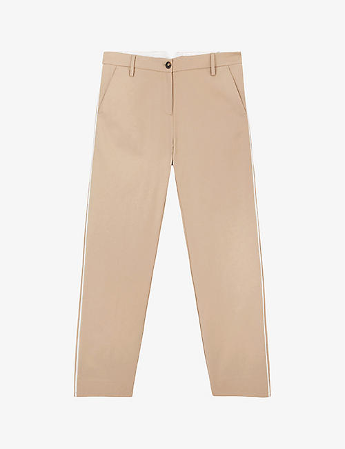 THE WHITE COMPANY: Side-stripe high-rise stretch organic-cotton trousers