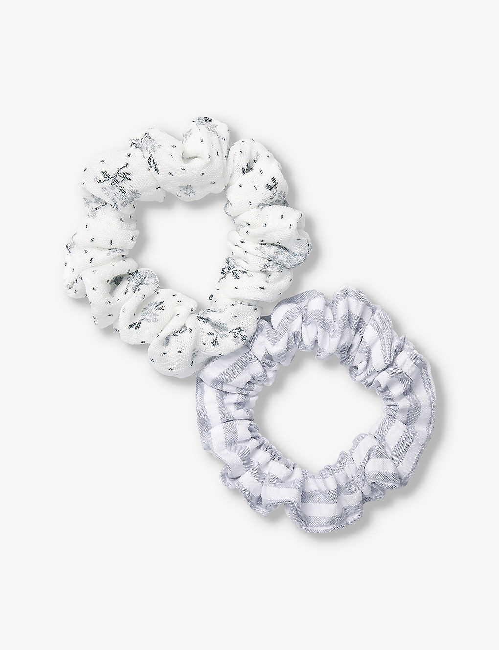 The Little White Company Womens Multi Petunia Patterned Organic-cotton Hair Scrunchies Pack Of Two
