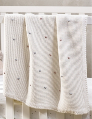 THE LITTLE WHITE COMPANY: Spot embroidered cotton baby blanket