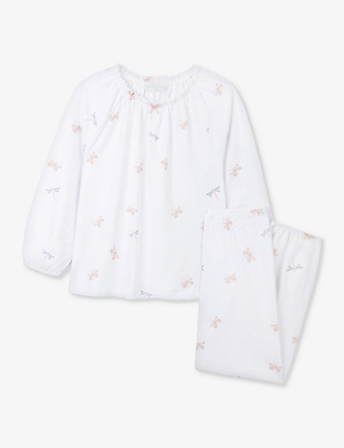 THE LITTLE WHITE COMPANY: Butterfly and dragonfly-print frill-trim organic-cotton pyjamas 7-12 years