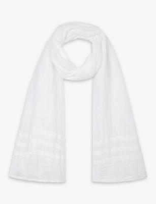 The White Company Womens Ivory Textured Lightweight Linen Scarf