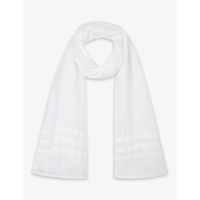 The White Company Womens Ivory Textured Lightweight Linen Scarf
