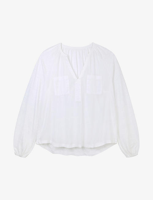 THE WHITE COMPANY: Patch-pocket relaxed-fit organic-cotton blouse