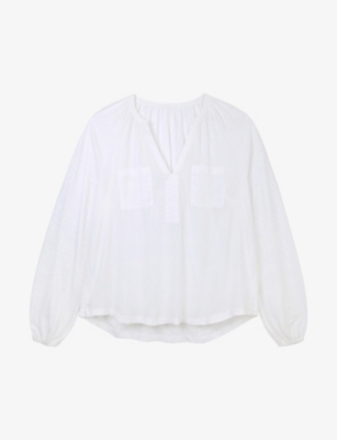 Shop The White Company Women's White Patch-pocket Relaxed-fit Organic-cotton Blouse