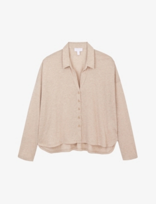 THE WHITE COMPANY: Oversize cropped woven-blend shirt