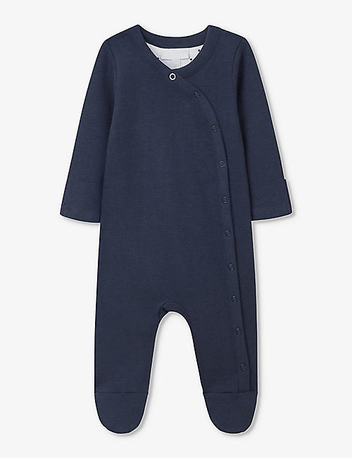 THE LITTLE WHITE COMPANY: Wrap-over waffle organic-cotton babygrow 0-24 months