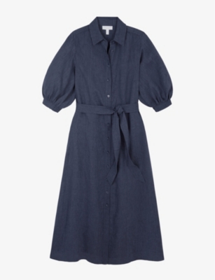 THE WHITE COMPANY: Utility belted linen maxi shirt dress