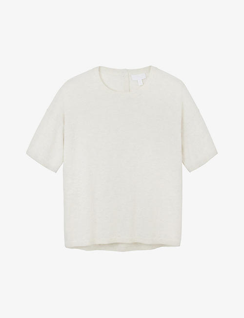 THE WHITE COMPANY: Button-back round-neck cotton-blend T-shirt
