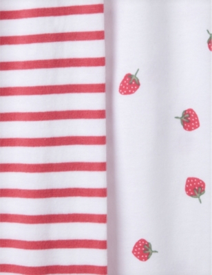 Shop The Little White Company Girls Whitepink Kids Strawberry-print Long-sleeve Organic-cotton Pyjamas Se