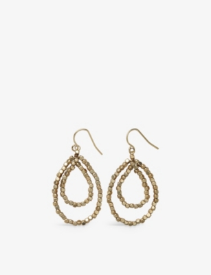 The White Company Womens Gold Beaded Double-teardrop Sterling-silver Earrings