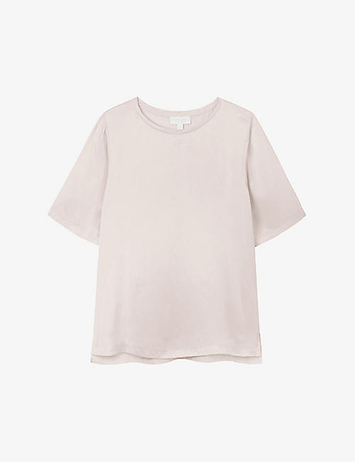 THE WHITE COMPANY: Satin-front short-sleeve stretch-jersey T-shirt