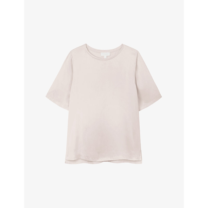 Shop The White Company Womens Shell Satin-front Short-sleeve Stretch-jersey T-shirt