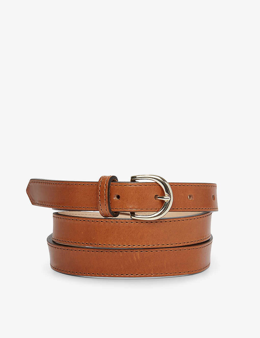 The White Company Womens Tan Essential Slender Leather Belt