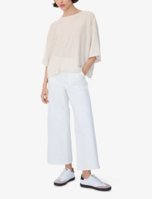 The White Company S Oyster Relaxed-fit Short-sleeve Linen-blend Knitted T-shirt