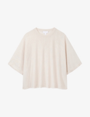 The White Company S Oyster Relaxed-fit Short-sleeve Linen-blend Knitted T-shirt