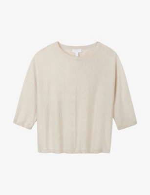 THE WHITE COMPANY: Tubular-trim relaxed-fit cotton and linen-blend jumper
