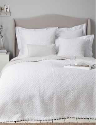 The White Company /grey Brittany Quilts Pom-pom Embellished Cotton Bed Throw In White