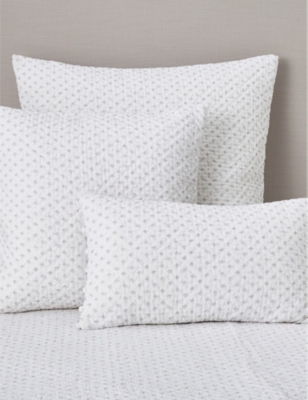 THE WHITE COMPANY: Brittany dot-print large square cotton cushion 60cm x 60cm