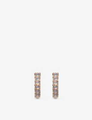 THE WHITE COMPANY: Beaded mini gold-plated brass and glass huggie earrings