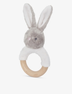 THE LITTLE WHITE COMPANY: Bonnie Bunny recycled-polyester and wood rattle 12cm