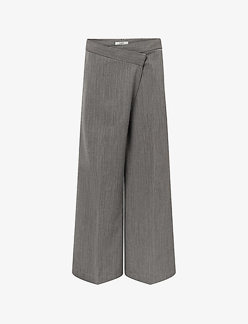 LOVECHILD: Tabitha asymmetric-waistband straight-leg mid-rise stretch woven trousers