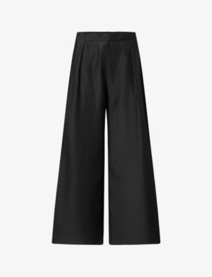 Lovechild Womens Black Mary-anne Wide-leg High-rise Woven Trousers