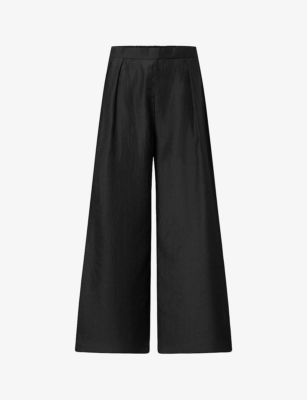 Lovechild Womens Black Mary-anne Wide-leg High-rise Woven Trousers