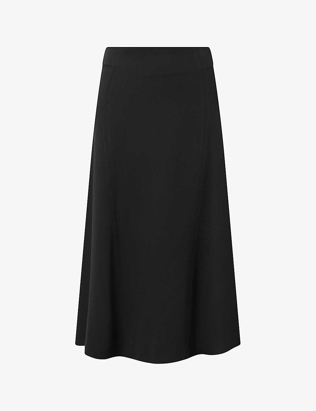 Lovechild Womens Black Niko A-line Woven Midi Skirt
