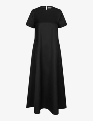Lovechild Womens Black Rosetta Round-neck Woven Maxi Dress