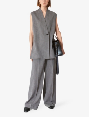 Shop Lovechild Kitty V-neck Stretch-woven Waistcoat In Grey Malange