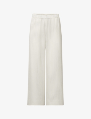 Nue Notes Womens Egret Jefferson Striped Elasticated-waist Wide-leg Stretch-woven Trousers