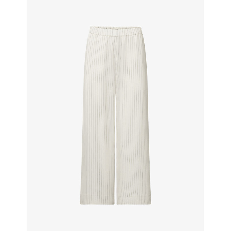 Nue Notes Womens Egret Jefferson Striped Elasticated-waist Wide-leg Stretch-woven Trousers